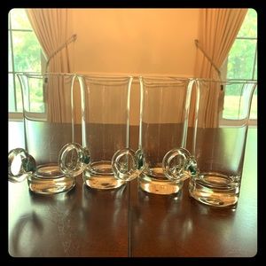 Vintage CRYSTAL Glass Handled Cup set of 4